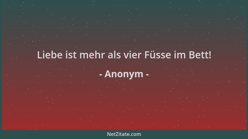 Anonym - Liebe ist mehr als vier Füsse im Bett!...