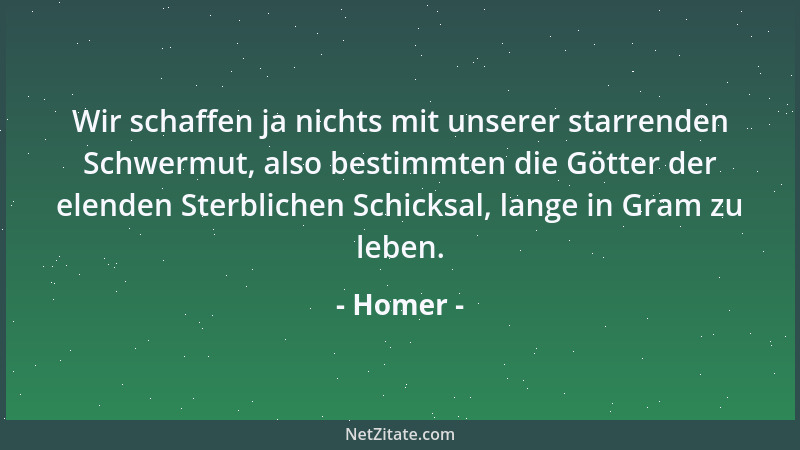 Homer - Wir schaffen ja nichts mit unserer starrenden Schwermut, also bestimmten die Götter der elenden Sterblichen Schicks...