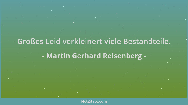 Martin Gerhard Reisenberg - Großes Leid verkleinert viele Bestandteile....