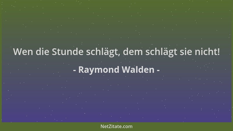 Raymond Walden - Wen die Stunde schlägt, dem schlägt sie nicht!...