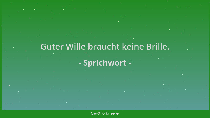Sprichwort - Guter Wille braucht keine Brille....
