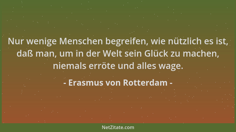 Erasmus von Rotterdam - Nur wenige Menschen begreifen, wie nützlich es ist, daß man, um in der Welt sein Glück zu machen, n...