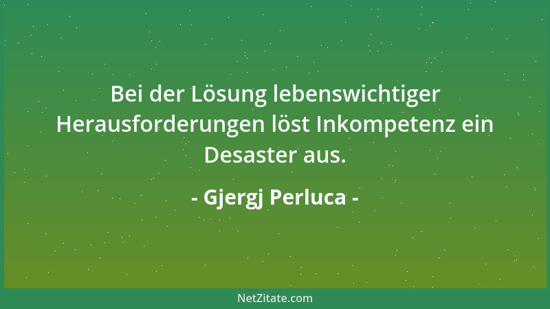 Gjergj Perluca - Bei der Lösung lebenswichtiger Herausforderungen löst Inkompetenz ein Desaster aus....