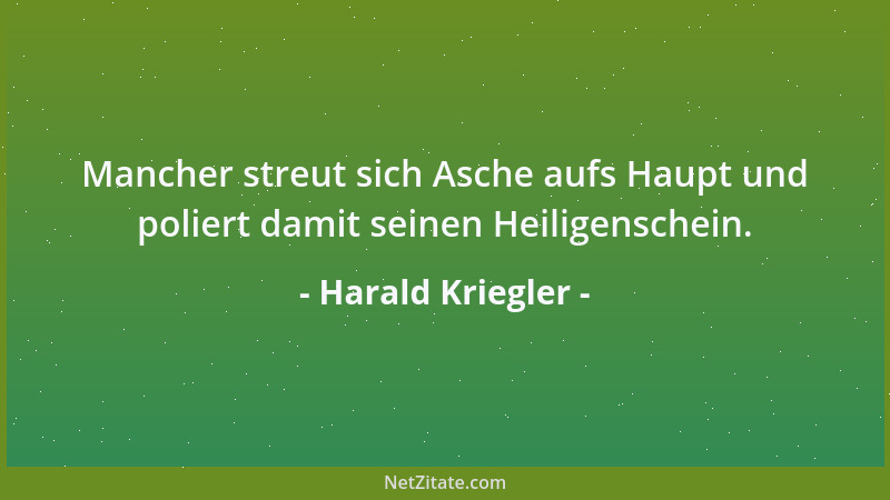 Harald Kriegler - Mancher streut sich Asche aufs Haupt und poliert damit seinen Heiligenschein....