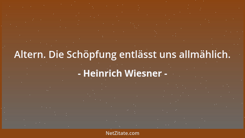 Heinrich Wiesner - Altern. Die Schöpfung entlässt uns allmählich....