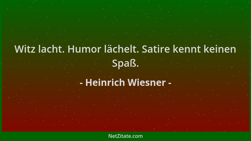 Heinrich Wiesner - Witz lacht. Humor lächelt. Satire kennt keinen Spaß....