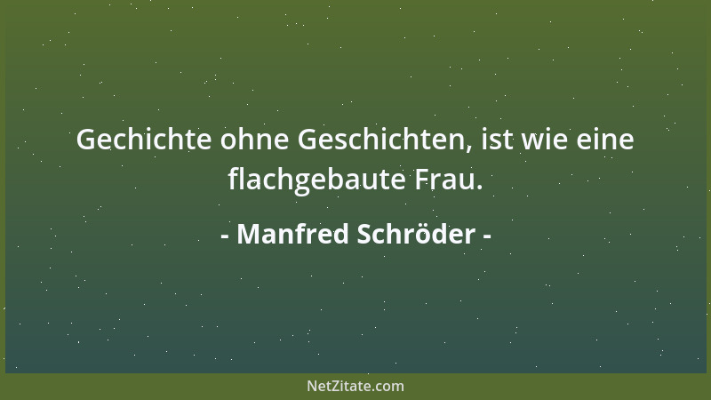 Manfred Schröder - Gechichte ohne Geschichten, ist wie eine flachgebaute Frau....
