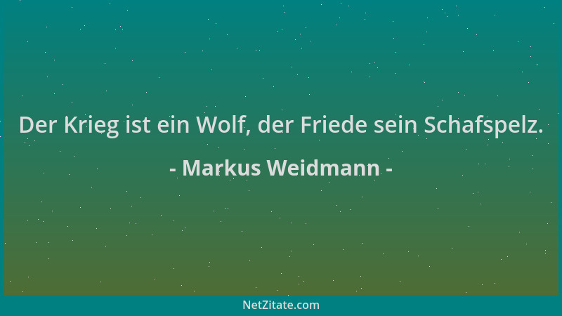 Markus Weidmann - Der Krieg ist ein Wolf, der Friede sein Schafspelz....