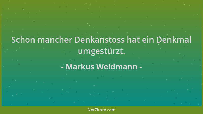 Markus Weidmann - Schon mancher Denkanstoss hat ein Denkmal umgestürzt....