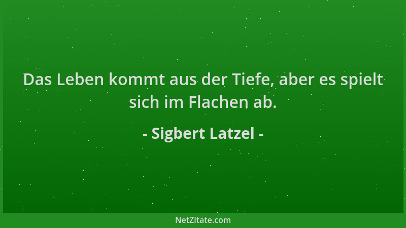 Sigbert Latzel - Das Leben kommt aus der Tiefe, aber es spielt sich im Flachen ab....