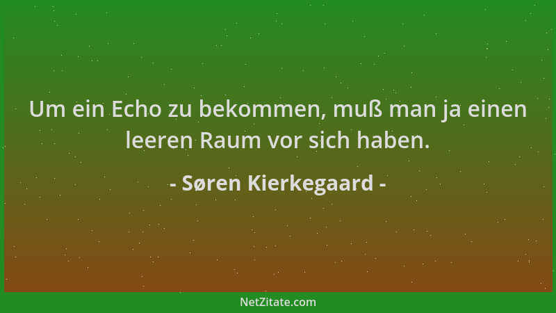 Søren Kierkegaard - Um ein Echo zu bekommen, muß man ja einen leeren Raum vor sich haben....