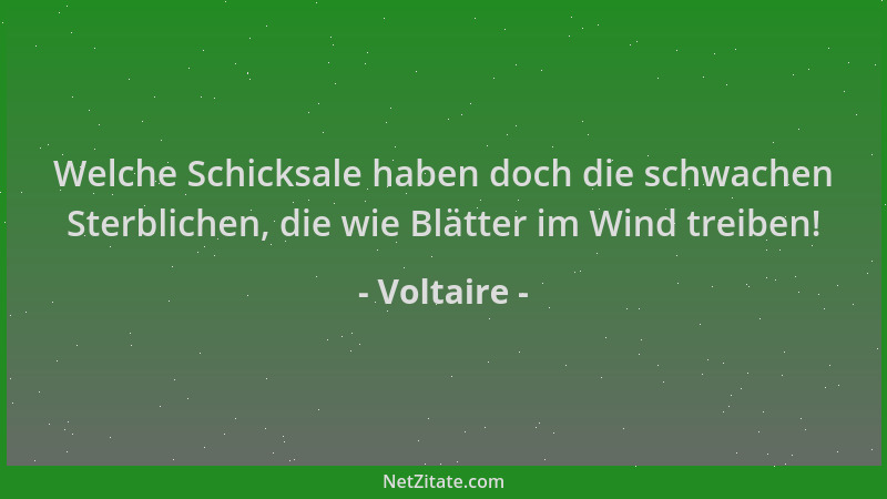 Voltaire - Welche Schicksale haben doch die schwachen Sterblichen, die wie Blätter im Wind treiben!...