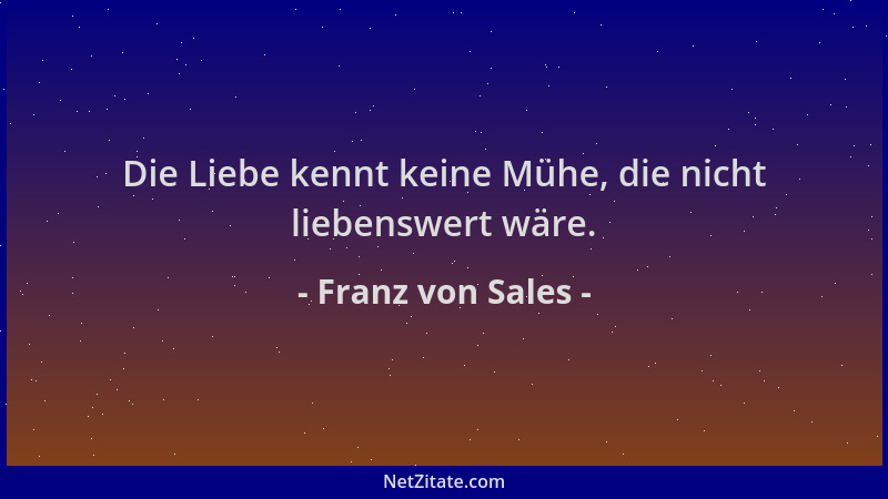 Franz von Sales - Die Liebe kennt keine Mühe, die nicht liebenswert wäre....