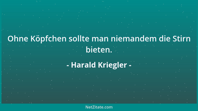 Harald Kriegler - Ohne Köpfchen sollte man niemandem die Stirn bieten....