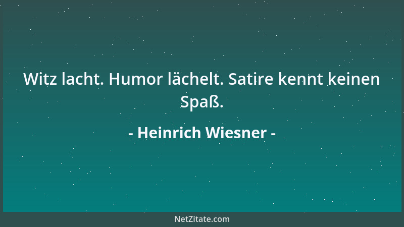 Heinrich Wiesner - Witz lacht. Humor lächelt. Satire kennt keinen Spaß....
