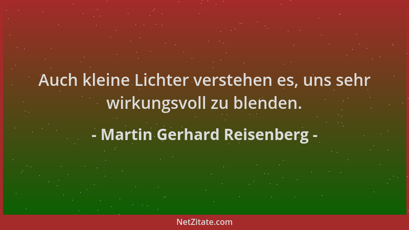 Martin Gerhard Reisenberg - Auch kleine Lichter verstehen es, uns sehr wirkungsvoll zu blenden....