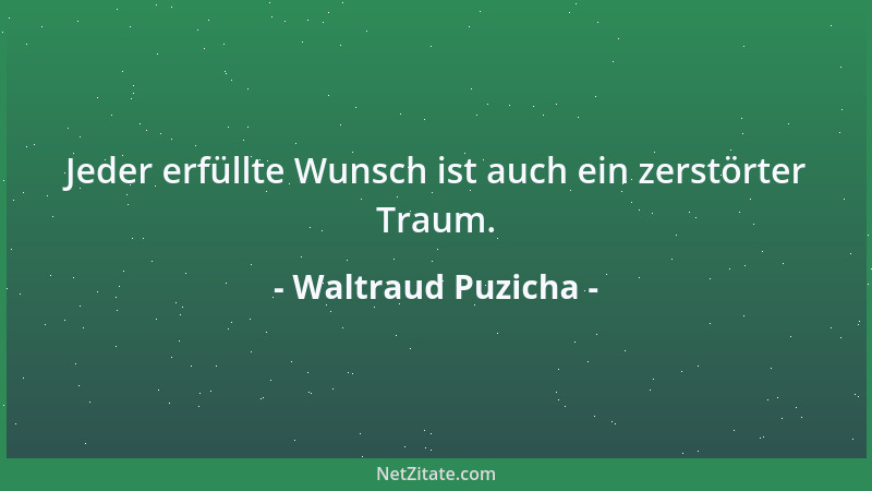 Waltraud Puzicha - Jeder erfüllte Wunsch ist auch ein zerstörter Traum....