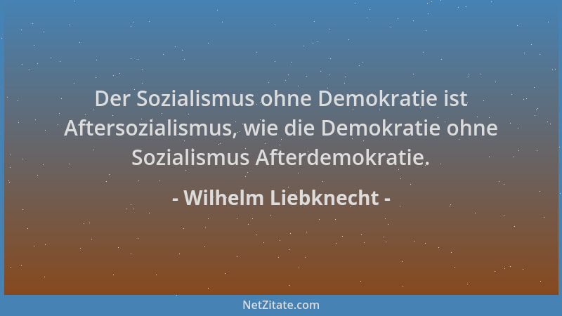 Wilhelm Liebknecht - Der Sozialismus ohne Demokratie ist Aftersozialismus, wie die Demokratie ohne Sozialismus Afterdemokra...