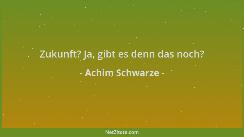 Achim Schwarze - Zukunft? Ja, gibt es denn das noch?...