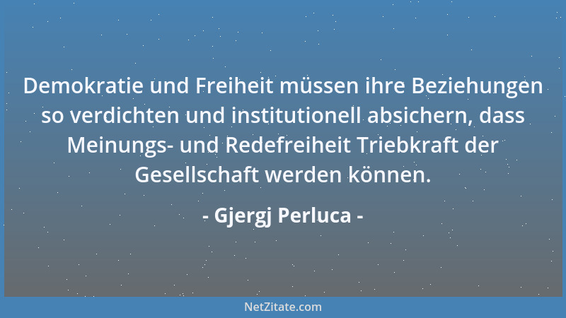 Gjergj Perluca - Demokratie und Freiheit müssen ihre Beziehungen so verdichten und institutionell absichern, dass Meinungs-...