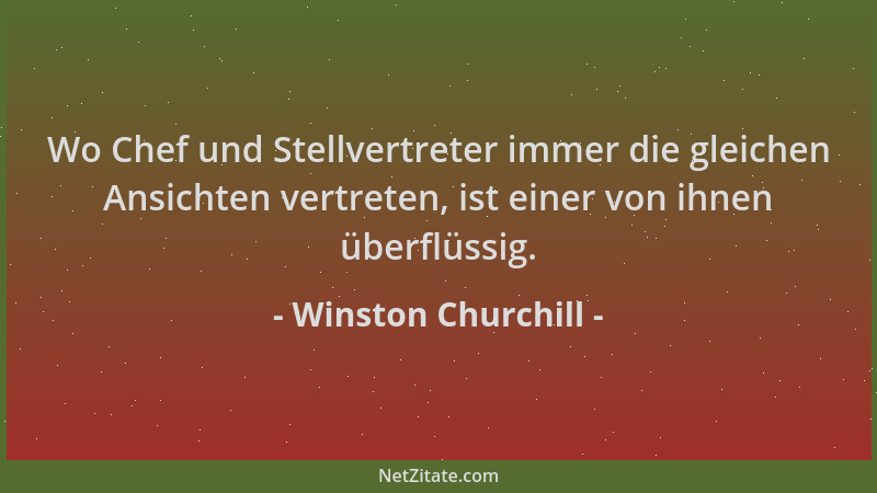 Winston Churchill - Wo Chef und Stellvertreter immer die gleichen Ansichten vertreten, ist einer von ihnen überflüssig....