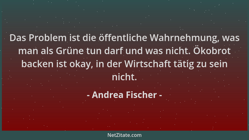 Andrea Fischer - Das Problem ist die öffentliche Wahrnehmung, was man als Grüne tun darf und was nicht. Ökobrot backen ist...