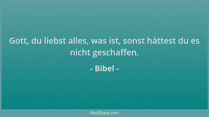 Bibel - Gott, du liebst alles, was ist, sonst hättest du es nicht geschaffen....