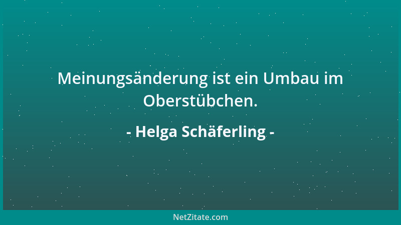 Helga Schäferling - Meinungsänderung ist ein Umbau im Oberstübchen....