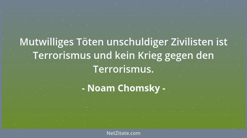 Noam Chomsky - Mutwilliges Töten unschuldiger Zivilisten ist Terrorismus und kein Krieg gegen den Terrorismus....
