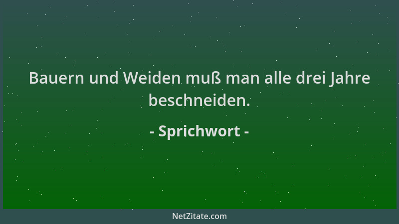 Sprichwort - Bauern und Weiden muß man alle drei Jahre beschneiden....