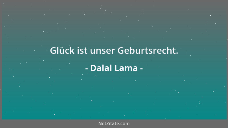 Dalai Lama - Glück ist unser Geburtsrecht....
