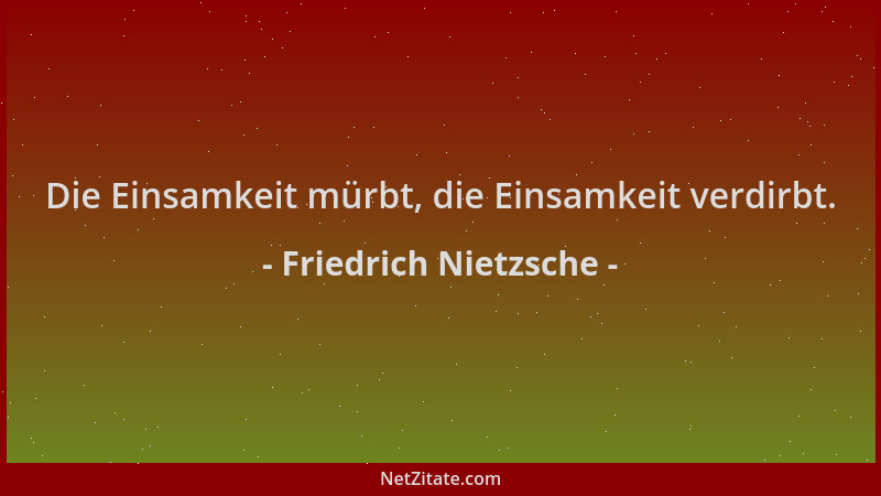 Friedrich Nietzsche - Die Einsamkeit mürbt, die Einsamkeit verdirbt....