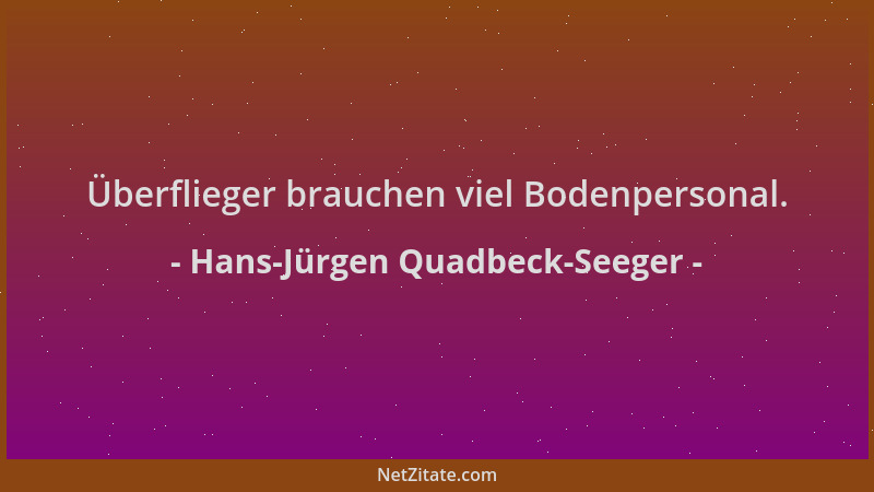 Hans-Jürgen Quadbeck-Seeger - Überflieger brauchen viel Bodenpersonal....