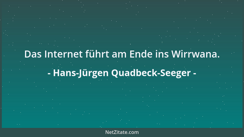 Hans-Jürgen Quadbeck-Seeger - Das Internet führt am Ende ins Wirrwana....