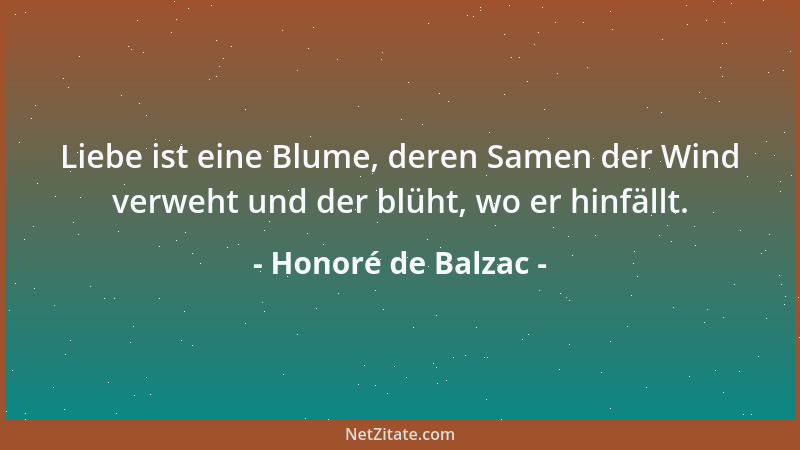 Honoré de Balzac - Liebe ist eine Blume, deren Samen der Wind verweht und der blüht, wo er hinfällt....