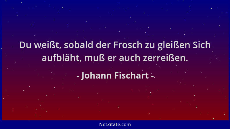 Johann Fischart - Du weißt, sobald der Frosch zu gleißen Sich aufbläht, muß er auch zerreißen....