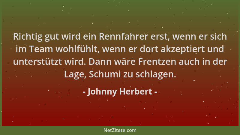 Johnny Herbert - Richtig gut wird ein Rennfahrer erst, wenn er sich im Team wohlfühlt, wenn er dort akzeptiert und unterstü...