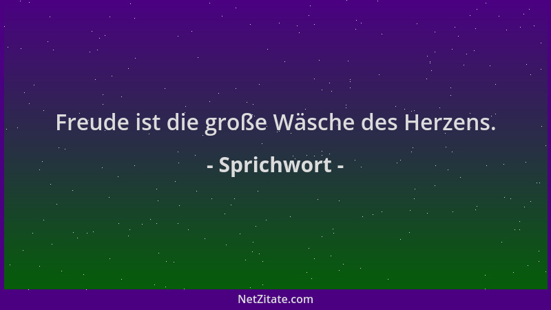 Sprichwort - Freude ist die große Wäsche des Herzens....