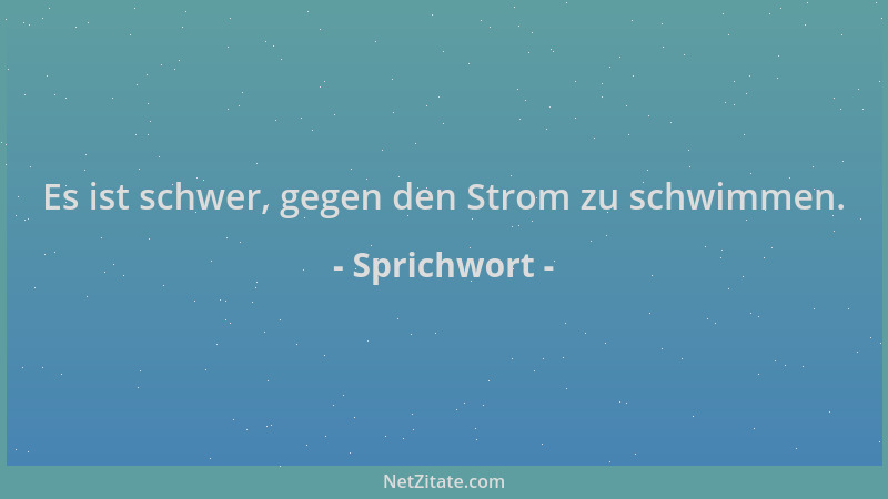 Sprichwort - Es ist schwer, gegen den Strom zu schwimmen....