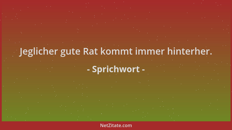 Sprichwort - Jeglicher gute Rat kommt immer hinterher....