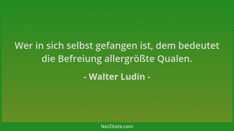 Walter Ludin - Wer in sich selbst gefangen ist, dem bedeutet die Befreiung allergrößte Qualen....