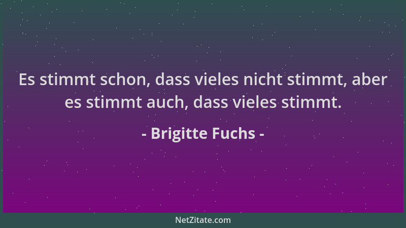 Brigitte Fuchs - Es stimmt schon, dass vieles nicht stimmt, aber es stimmt auch, dass vieles stimmt....