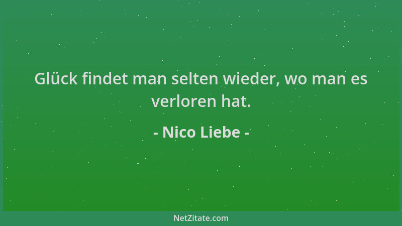 Nico Liebe - Glück findet man selten wieder, wo man es verloren hat....