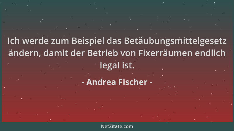 Andrea Fischer - Ich werde zum Beispiel das Betäubungsmittelgesetz ändern, damit der Betrieb von Fixerräumen endlich legal...