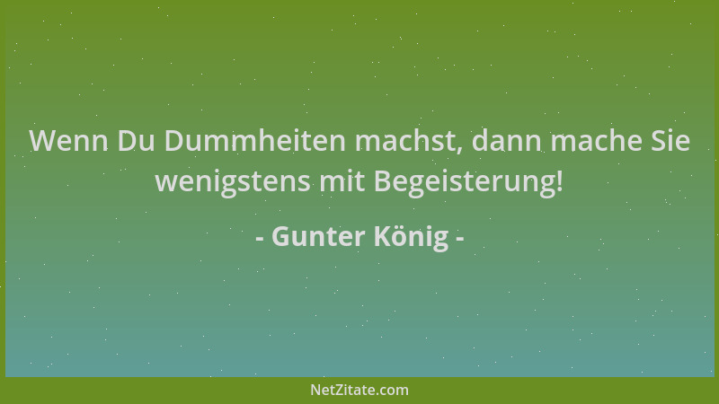 Gunter König - Wenn Du Dummheiten machst, dann mache Sie wenigstens mit Begeisterung!...