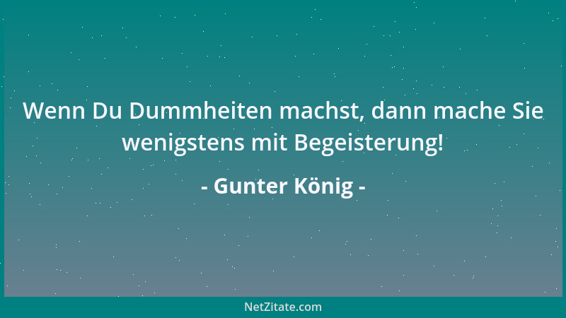 Gunter König - Wenn Du Dummheiten machst, dann mache Sie wenigstens mit Begeisterung!...