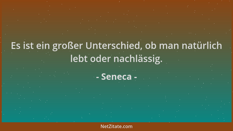 Seneca - Es ist ein großer Unterschied, ob man natürlich lebt oder nachlässig....