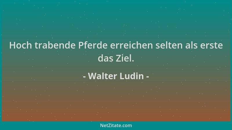 Walter Ludin - Hoch trabende Pferde erreichen selten als erste das Ziel....