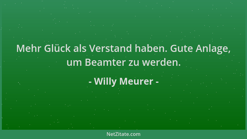 Willy Meurer - Mehr Glück als Verstand haben. Gute Anlage, um Beamter zu werden....