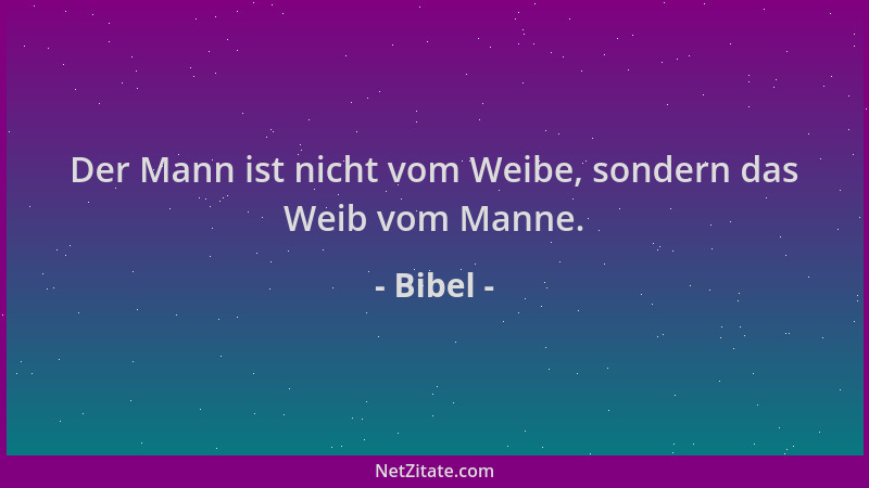 Bibel - Der Mann ist nicht vom Weibe, sondern das Weib vom Manne....